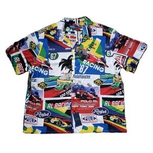 Polo Ralph Lauren Formula Racing Sz 2XL Classic Fit Prix Poster Woven Camp Shirt